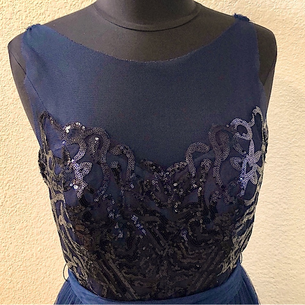 Navy Sequin Tulle Dress